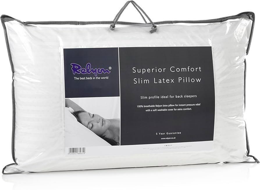 Pair of Dunlopillo Serenity Delux Latex Slim Pillow Naturally Hypo Allergenic 