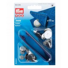Prym Jeans Buttons Smooth Silver 17mm Prym Jeans Buttons Smooth Silver 17mm