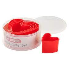 Judge Kitchen 5 Piece Heart Cutter Red 4.5cm to 8.5cm
