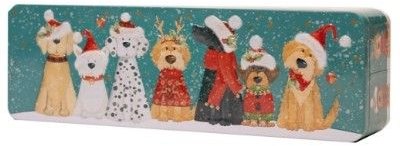 Christmas Dogs Rectangular Tin of Lemon & Orange Whirl Biscuits 225g