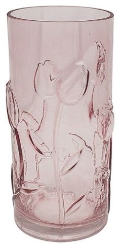 Bright Glass Vase Tulip Straight Pink Small