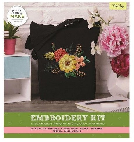 Simply Make Embroidery Tote Bag Kit Black