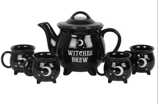 Witches Brew Ceramic Cauldron Tea Set