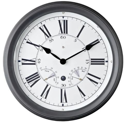 Hometime 35.5cm Wall Clock with Led Light Roman Dial - Grey