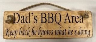 Hanging Sign - Natural - Dads BBQ Area Stand Back He Knows What Hes Doing