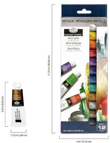 12pc 12ml Acrylic Metallic Paint Set