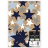 Kraft Blue Stars Wrap (2 Sheets, 2 Tags)